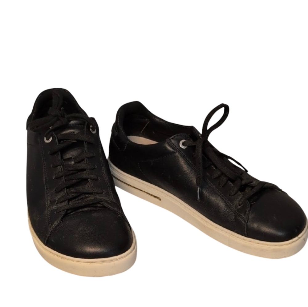 Birkenstock Black Leather Sneakers with Cream Soles
